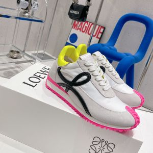 Loewe Flow Runner Sneakers Unisex Suede and Nylon Grey/Pink