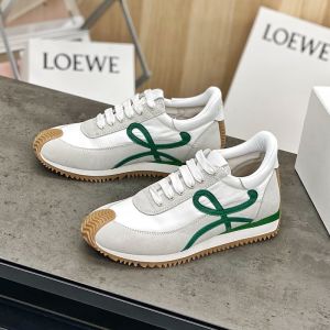 Loewe Flow Runner Sneakers Women Suede and Nylon Grey/Green