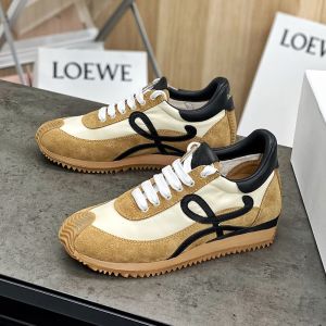 Loewe Flow Runner Sneakers Women Suede and Nylon Khaki/Black
