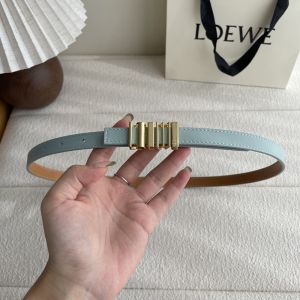 Loewe Graphic Logo Buckle Belt 1.5 In Smooth Calfskin Light Blue/Gold