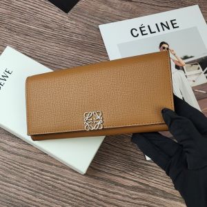 Loewe Anagram Continental Wallet In Pebble Grain Calfskin Brown