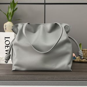 Loewe Large Flamenco Anagram Clutch In Nappa Calfskin Pearl Grey