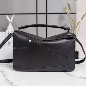 Loewe Large Panta Puzzle Bag In Shinny Calfskin Vintage Brown