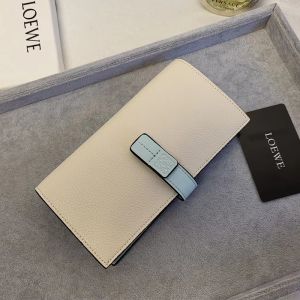 Loewe Large Vertical Wallet In Grained Calfskin Beige