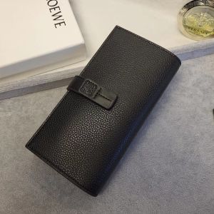 Loewe Large Vertical Wallet In Grained Calfskin Black