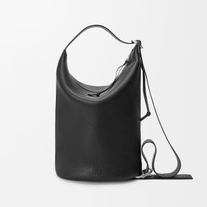 Loewe Loop Bucket Bag In Supple Grained Calfskin Black