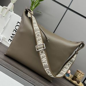 Loewe Medium Cubi Crossbody Bag with Jacquard Strap In Supple Smooth Calfskin Khaki