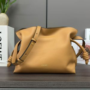 Loewe Medium Flamenco Clutch In Nappa Calfskin Tan