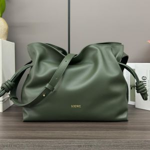 Loewe Medium Flamenco Clutch In Nappa Calfskin Vintage Green