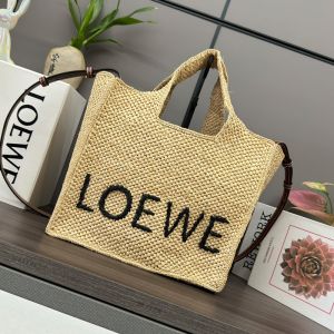 Loewe Medium LOEWE Font Tote In Raffia Beige