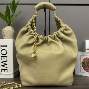 Loewe Medium Squeeze Bag In Mellow Nappa Lambskin Clay Green