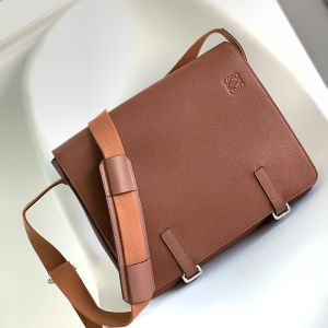 Loewe Military Messenger Bag In Soft Grained Calfskin Brown