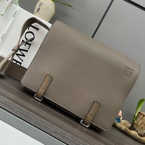Loewe Military Messenger Bag In Soft Grained Calfskin Khaki