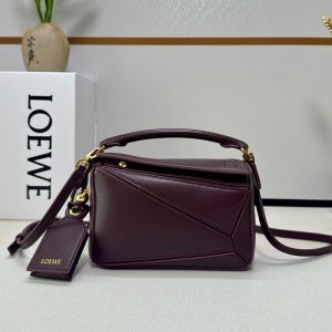 Loewe Mini Featherlight Puzzle Bag In Nappa Lambskin Burgundy
