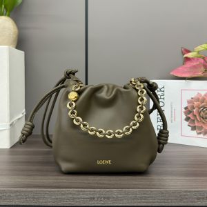 Loewe Mini Flamenco Purse In Mellow Nappa Lambskin Dark Khaki Green