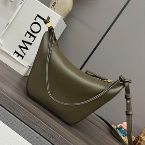 Loewe Mini Hammock Hobo In Classic Calfskin Dark Khaki Green