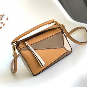 Loewe Mini Puzzle Bag In Multicolor Calfskin Taupe/Brown/Beige