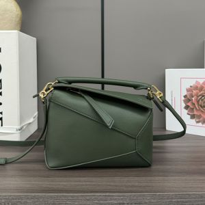 Loewe Mini Puzzle Edge Bag In Classic Calfskin Vintage Green