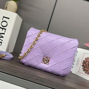 Loewe Puffer Goya In Pleated Shiny Nappa Lambskin Violet