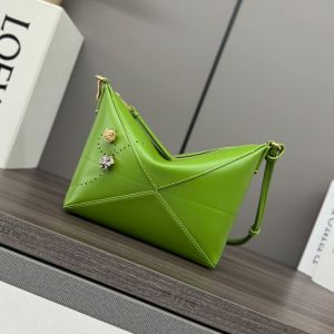 Loewe Puzzle Fold Pouch In Hedgehogs Motif Shiny Nappa Calfskin Mint Green