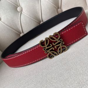 Loewe Reversible Anagram Belt In Togo Calfskin Red