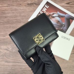 Loewe Anagram Trifold Wallet In Classic Calfskin Black