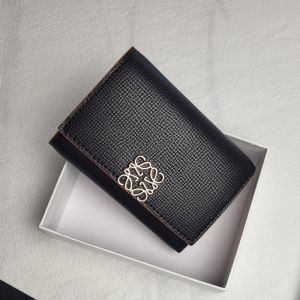 Loewe Anagram Trifold Wallet In Pebble Grain Calfskin Black