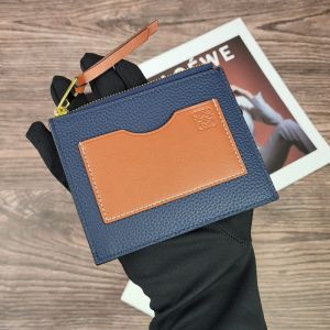 Large Square Coin Cardholder In Soft Grained Calfskin Navy Blue
