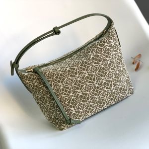 Loewe Small Cubi Bag In Anagram Jacquard and Calfskin Beige/Green