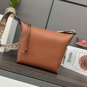 Loewe Small Cubi Crossbody Bag with Jacquard Strap In Supple Smooth Calfskin Tan