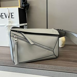 Loewe Small Puzzle Bumbag In Classic Calfskin Asphalt Grey