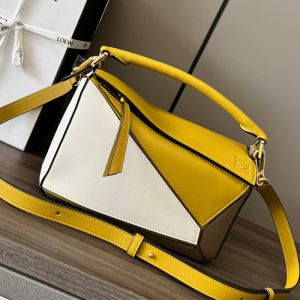 Loewe Small Puzzle Bag In Multicolor Calfskin Yellow/Beige/Taupe