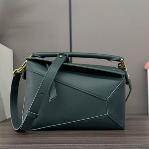 Loewe Small Puzzle Edge Bag In Classic Calfskin Evergreen