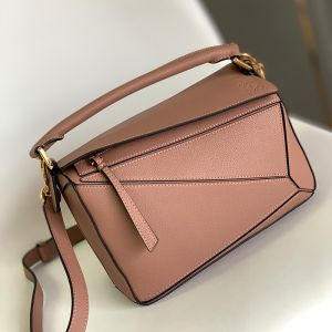 Loewe Small Puzzle Bag In Soft Grained Calfskin Paste Pink