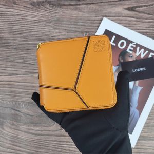 Loewe Puzzle Squared Zip Wallet In Classic Calfskin Yellow