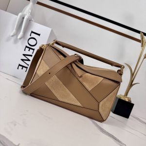 Loewe Small Puzzle Bag In Classic Calfskin and Suede Oak