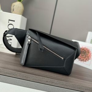 Loewe Small Puzzle Edge Bumbag In Classic Calfskin Black