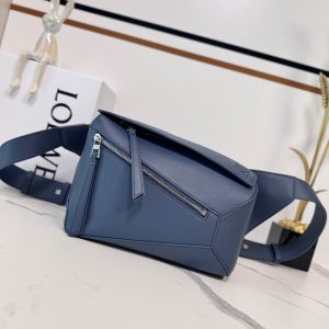 Loewe Small Puzzle Edge Bumbag In Classic Calfskin Indigo Dye