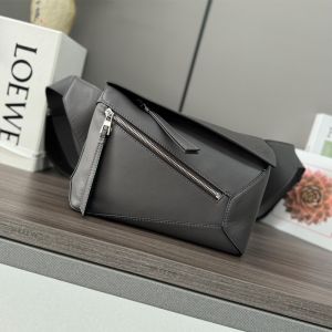 Loewe Small Puzzle Edge Bumbag In Classic Calfskin Dark Grey