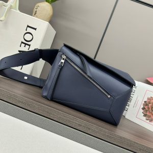 Loewe Small Puzzle Edge Bumbag In Classic Calfskin Navy Blue