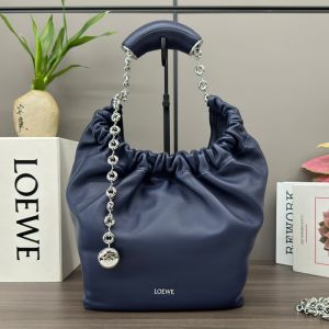Loewe Small Squeeze Bag In Mellow Nappa Lambskin Navy Blue