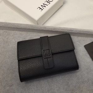 Loewe Small Vertical Wallet In Soft Grained Calfskin Black