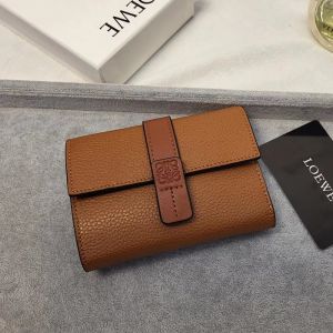 Loewe Small Vertical Wallet In Soft Grained Calfskin Brown